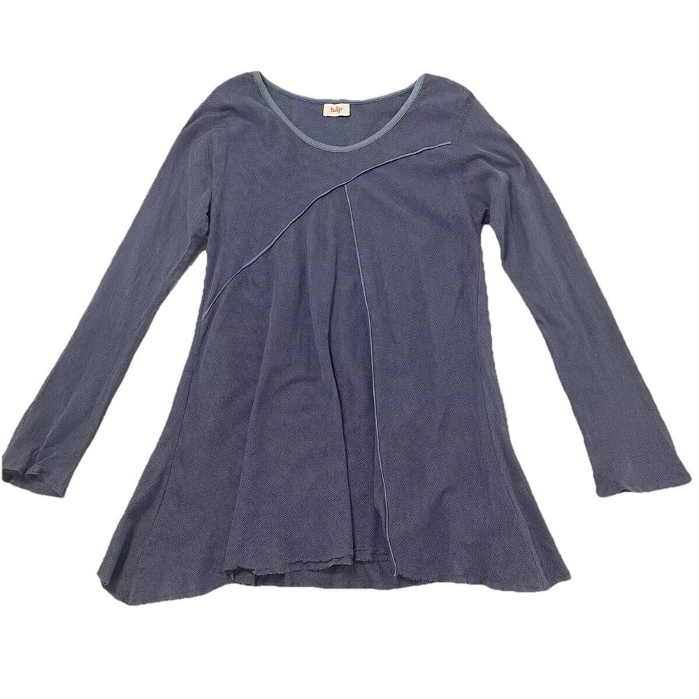 Tulip Womens Gray 3/4 Sleeve Pullover Sheer Mesh Top Tunic Fairy Witchy Small*